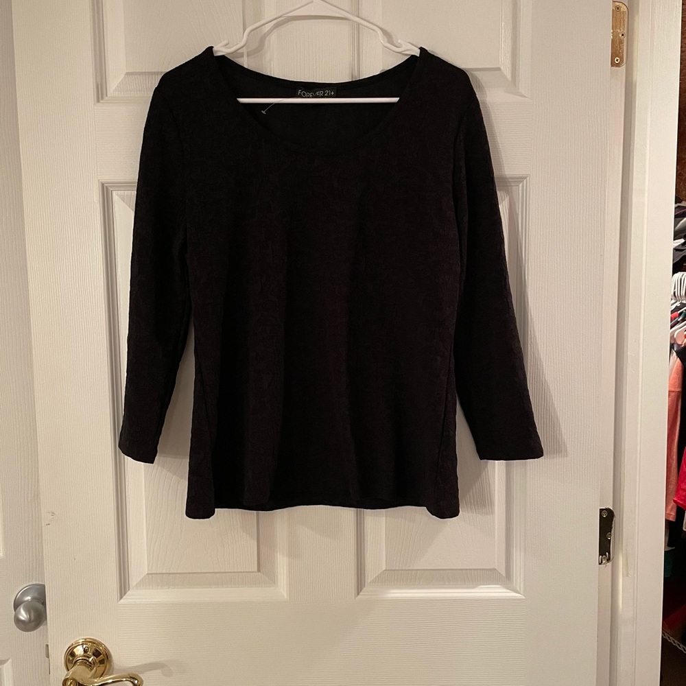 Forever 21 Black Lace 3/4 sleeve top 1X